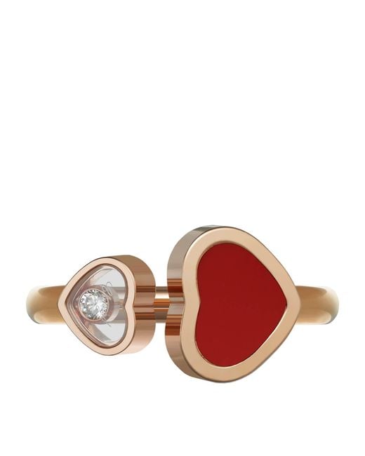 Chopard Pink And Diamond Happy Hearts Ring