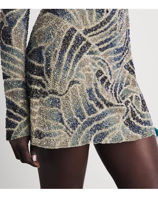 Clio Peppiatt Gray Beaded Mare Mini Dress