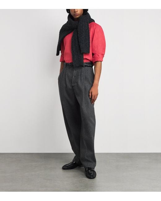 Isaia Red Linen Shirt for men