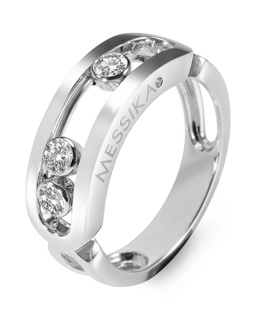 Messika Metallic White Gold And Diamond Move Classique Ring
