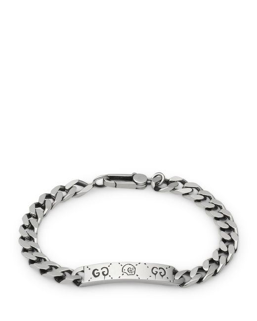 Gucci Brown Sterling Silver Ghost Chain Bracelet for men