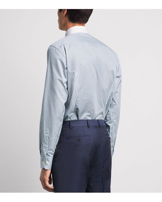 Eton of Sweden Blue Cotton Stripe Slim Fit Shirt for men