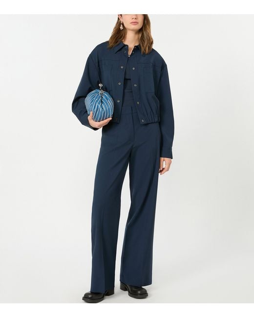 Weekend by Maxmara Blue Virgin Wool Straight-Leg Trousers