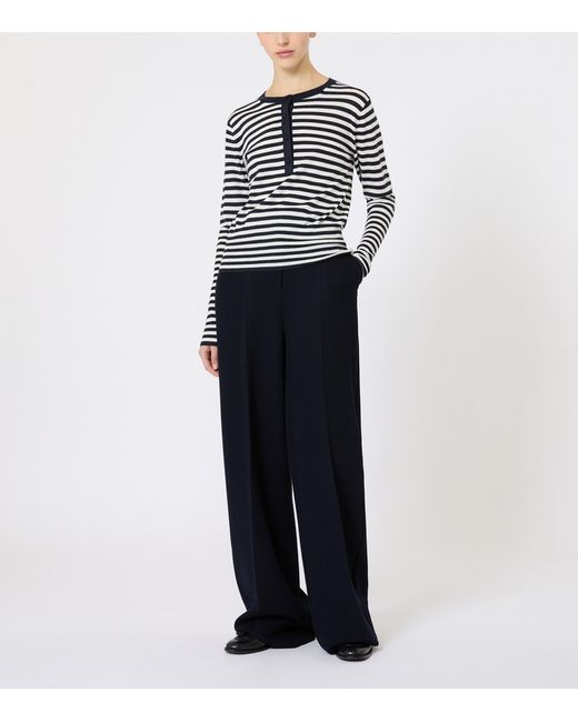 Max Mara Blue Cashmere Stripe Sweater