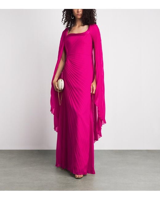 Gaurav Gupta Pink Pleated Cape Freya Gown