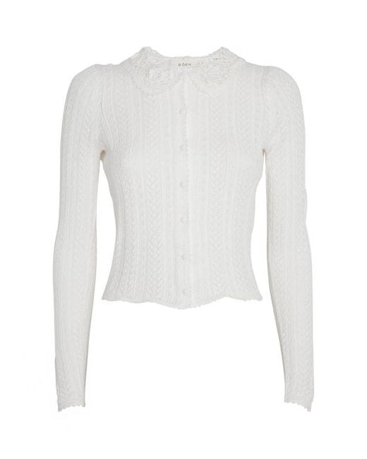 Doen White Crochet Martina Cardigan