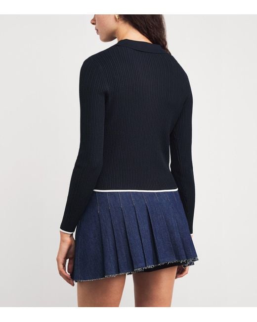 Sandro Blue Cable-Knit Cardigan