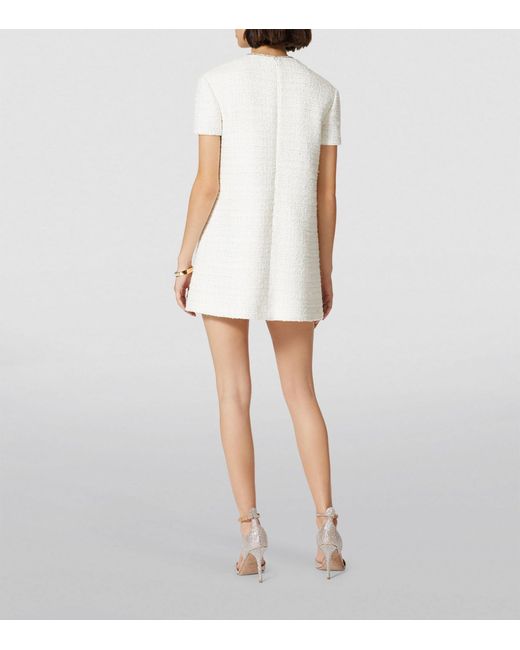 Valentino Garavani Tweed Embellished Mini Dress in White | Lyst UK