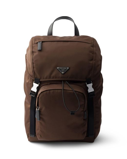 Prada Brown Re-Nylon And Saffiano Leather Backpack for men