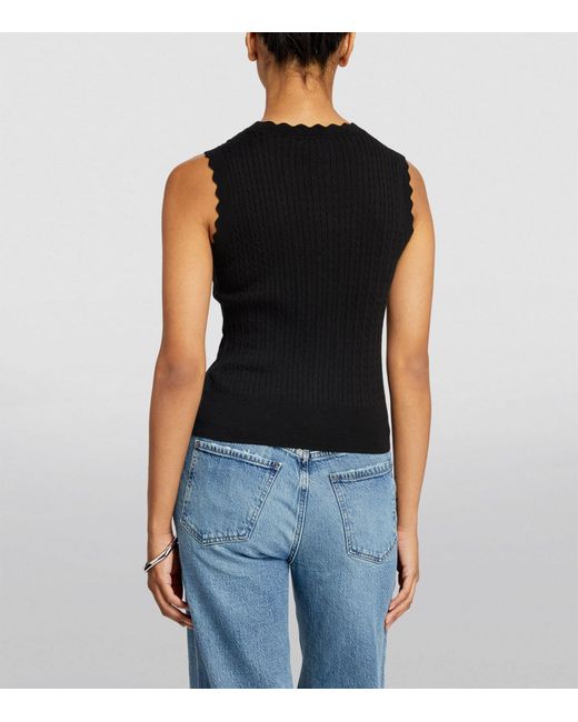 PAIGE Black Cable-knit Sleeveless Syrie Top