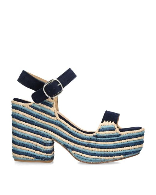 Gabriela Hearst Blue Raffia Sardis Platform Sandals 110