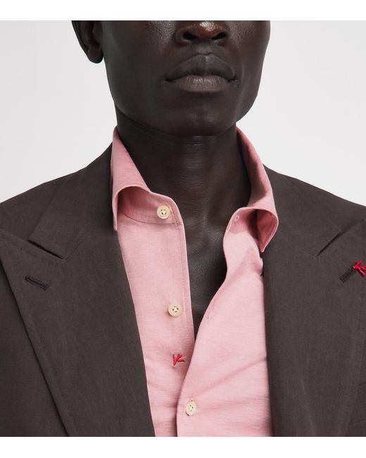 Isaia Pink Cotton Jersey Shirt for men