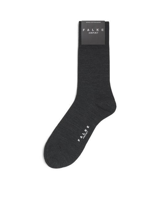 Falke Black Virgin Wool-Blend Airport Socks for men