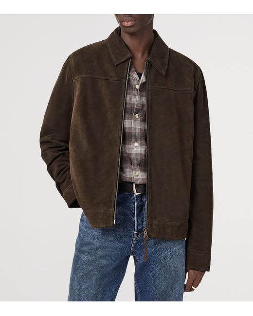 AllSaints Brown Rhone Leather Jacket for men