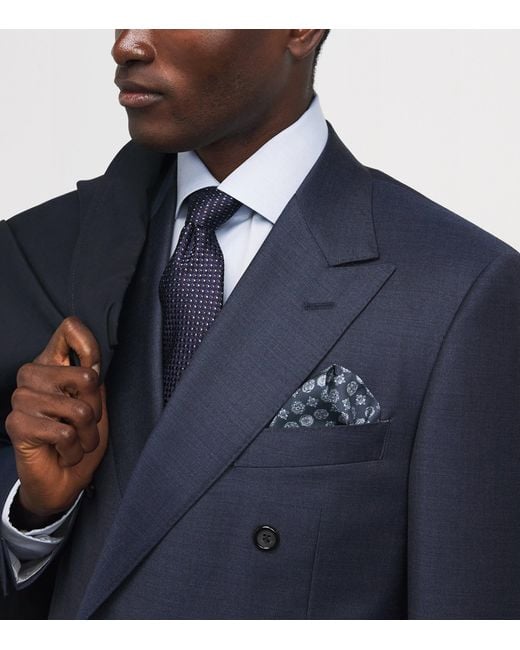 Eton of Sweden Blue Silk Medallion Pocket Square for men
