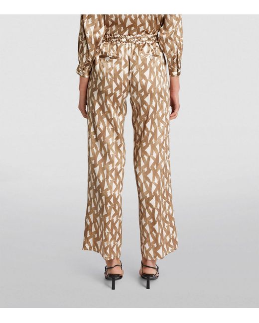 Kiton Natural Silk Patterned Wide-leg Trousers
