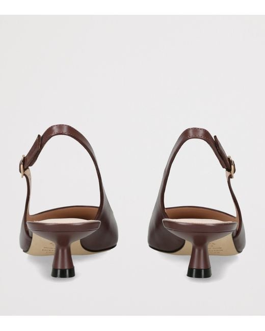 Stuart Weitzman Brown Leather Stuart Sculpt Slingback Pumps 35
