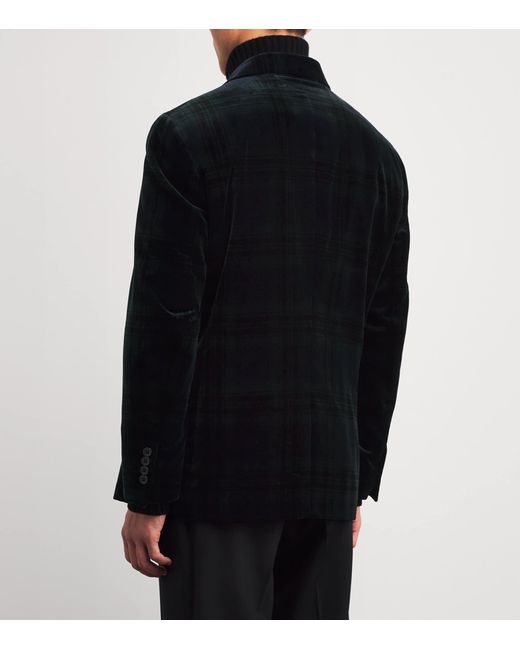 Polo Ralph Lauren Black Cotton Velvet Tartan Double-Breasted Blazer for men