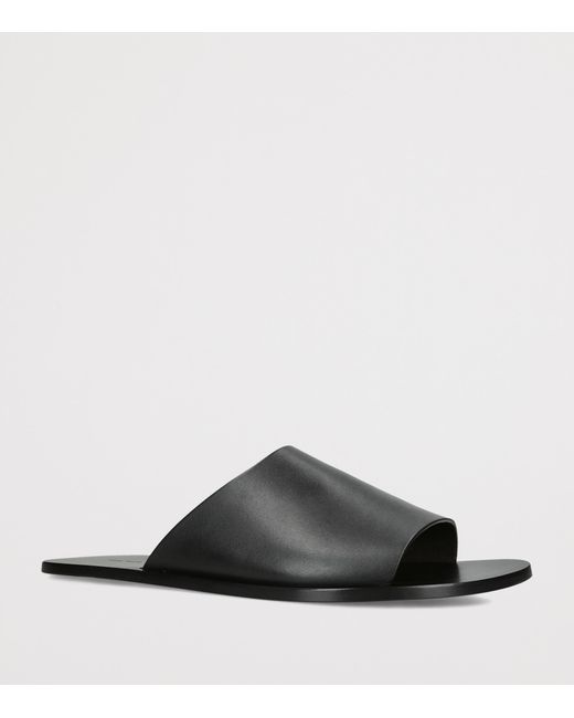 The Row Black Hugh Suede Slides for men
