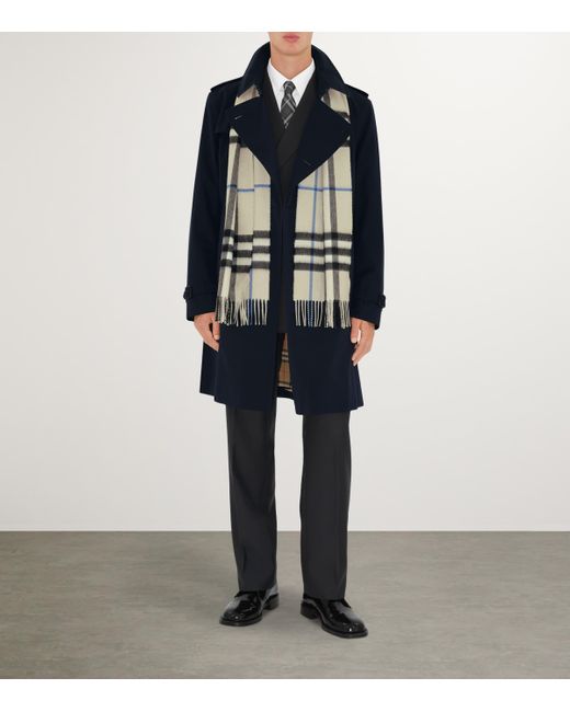 Burberry Blue Mid-Length Kensington Heritage Trench Coat for men