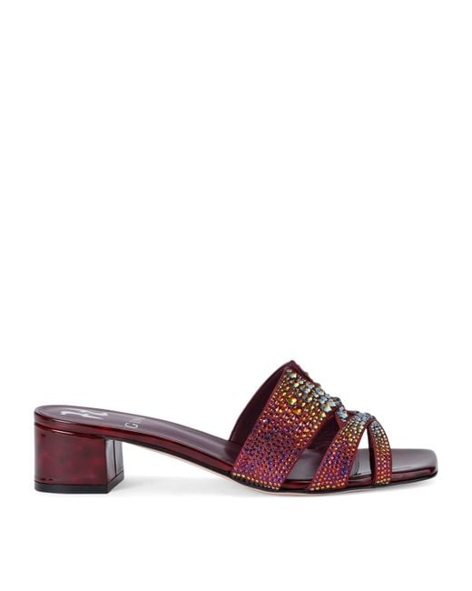 Gina Purple Leather Embellished Olympia Mules 35