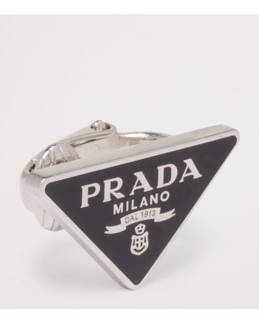 Prada Gray Triangle Single Clip Earring