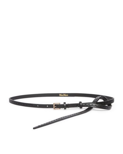 Max Mara Metallic Leather Slim Belt