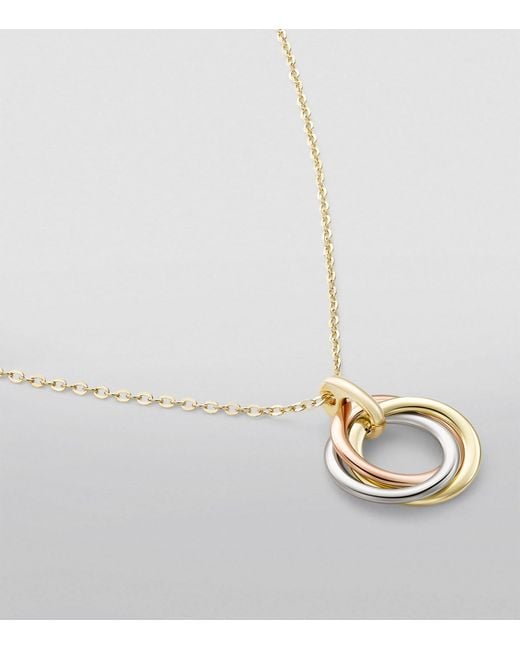 Cartier Metallic Medium White, Yellow And Rose Gold Trinity Necklace