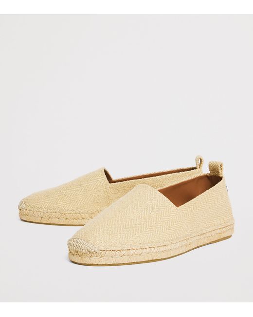 Ralph Lauren Natural Silk Herringbone Bosworth Flat Espadrilles