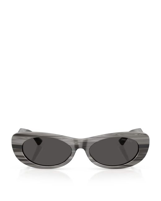 Jimmy Choo Gray Oval Logo Sunglasses