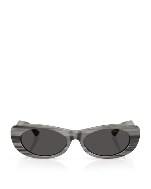 Jimmy Choo Gray Oval Logo Sunglasses