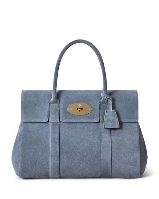 Mulberry Blue Suede Bayswater Top-Handle Bag