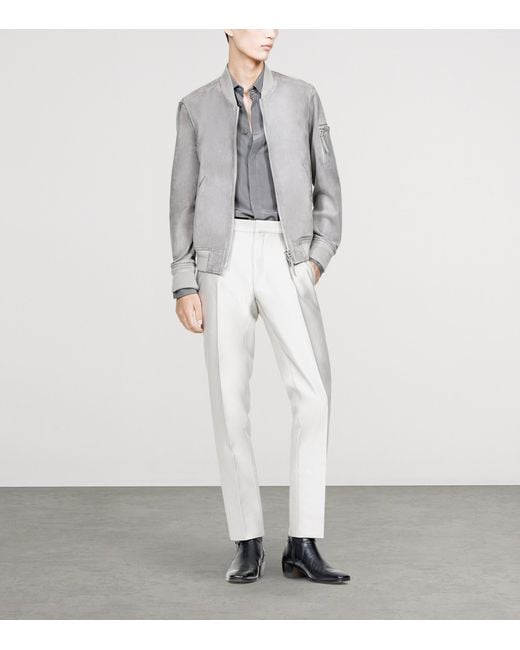 Tom Ford Gray Suede Bomber Jacket for men