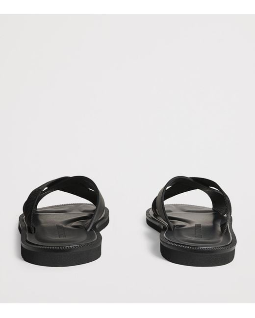 Emporio Armani Black Leather Crossover Sandals for men