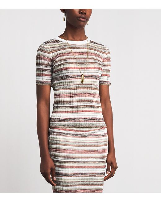 Missoni Pink Ribbed Stripe T-Shirt