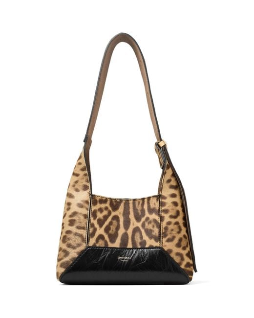 Jimmy Choo Metallic Small Leather Leopard Diamond Shoulder Bag