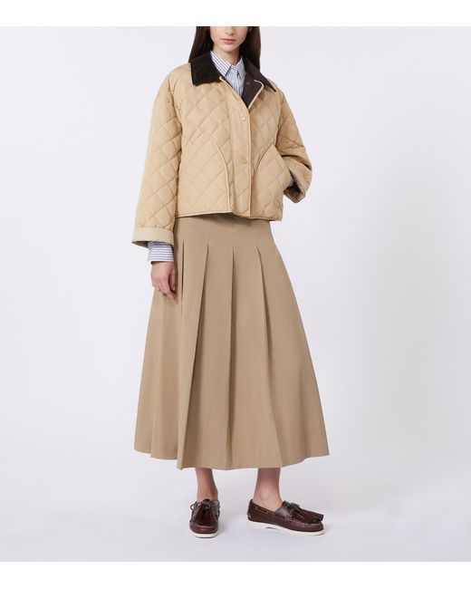 Weekend by Maxmara Natural Gabardine Pleated Maxi Skirt