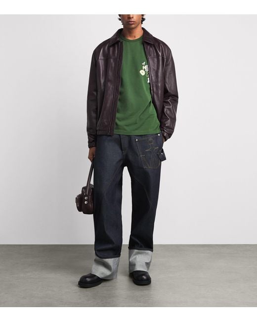 J.W. Anderson Green Cotton Scattered Letters T-Shirt for men