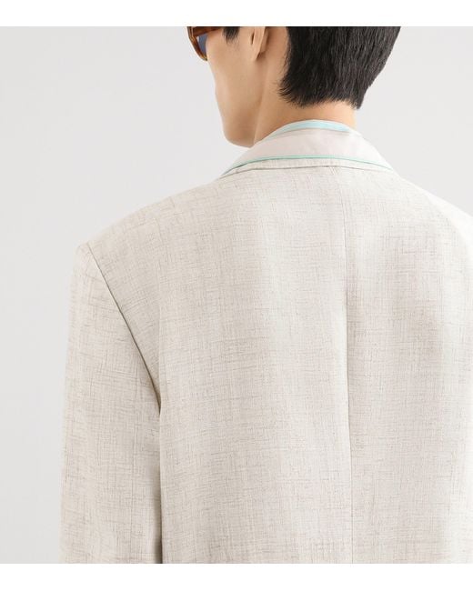 Dolce & Gabbana White Linen-Wool Tweed Blazer for men