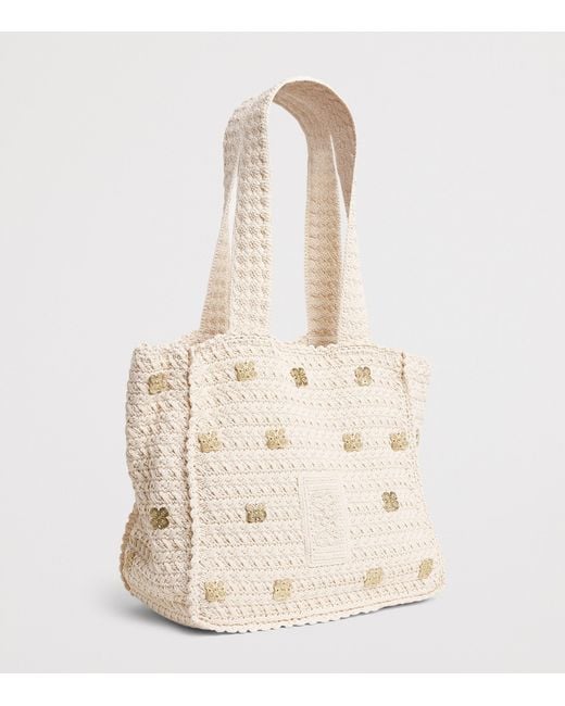 Sandro Natural Crochet Logo Shoulder Bag