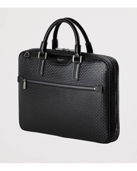 Serapian Black Extra Slim Stepan Briefcase for men