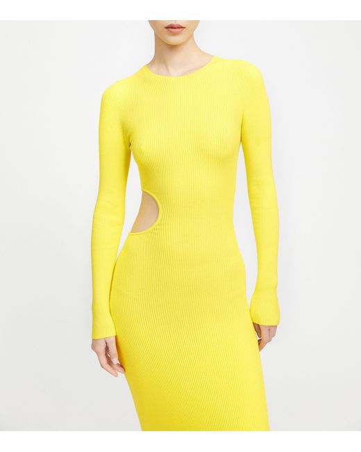Aeron Yellow Ribbed Cut-out Maxi Dress