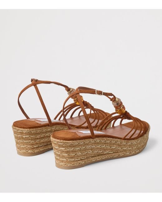 Jimmy Choo Brown Lemi 50 Suede Wedge Sandals