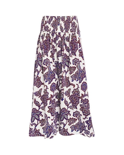 ME+EM Purple Organic Cotton Floral Print Maxi Skirt