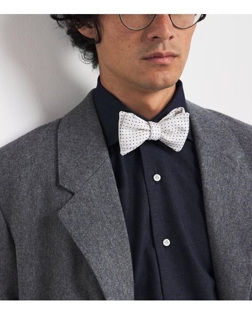 Isaia White Silk Tuxedo Bow Tie for men