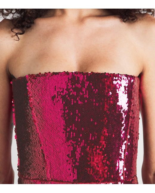 Alex Perry Red Sequin Strapless Gown