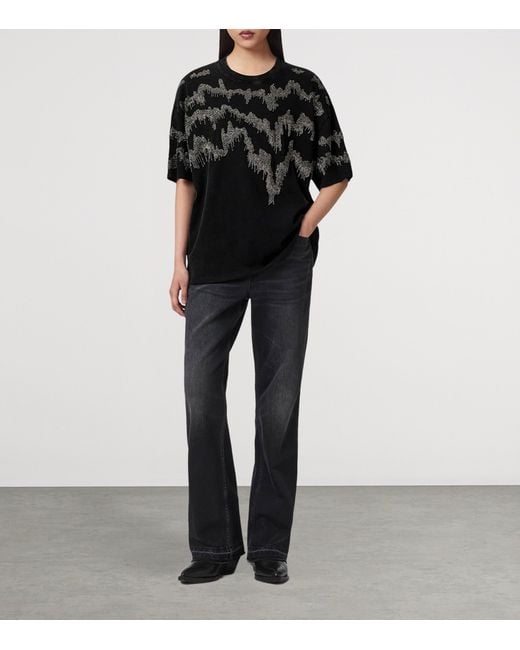 AllSaints Black Embellished Maia Etta T-Shirt