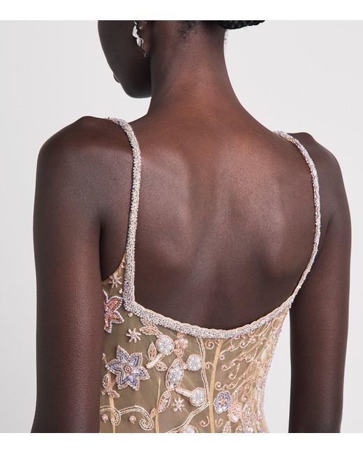 Clio Peppiatt Natural Beaded Solea Maxi Dress