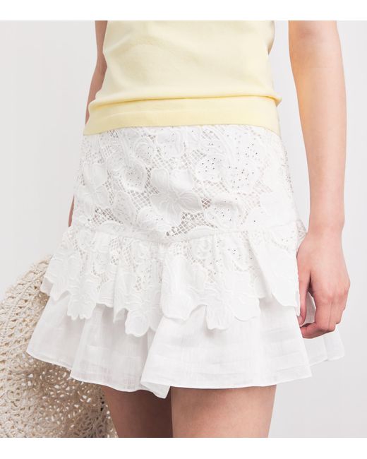 Sandro White Guipure Lace Mini Skirt