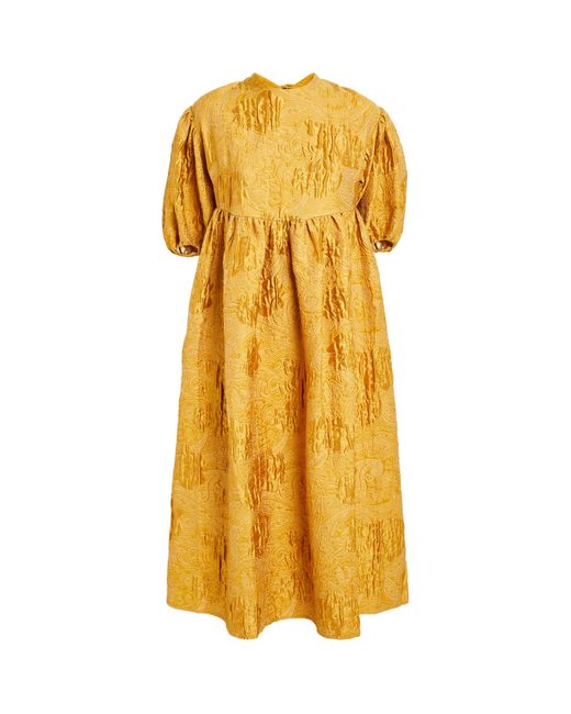 RHODE Yellow Jacquard Ruth Midi Dress